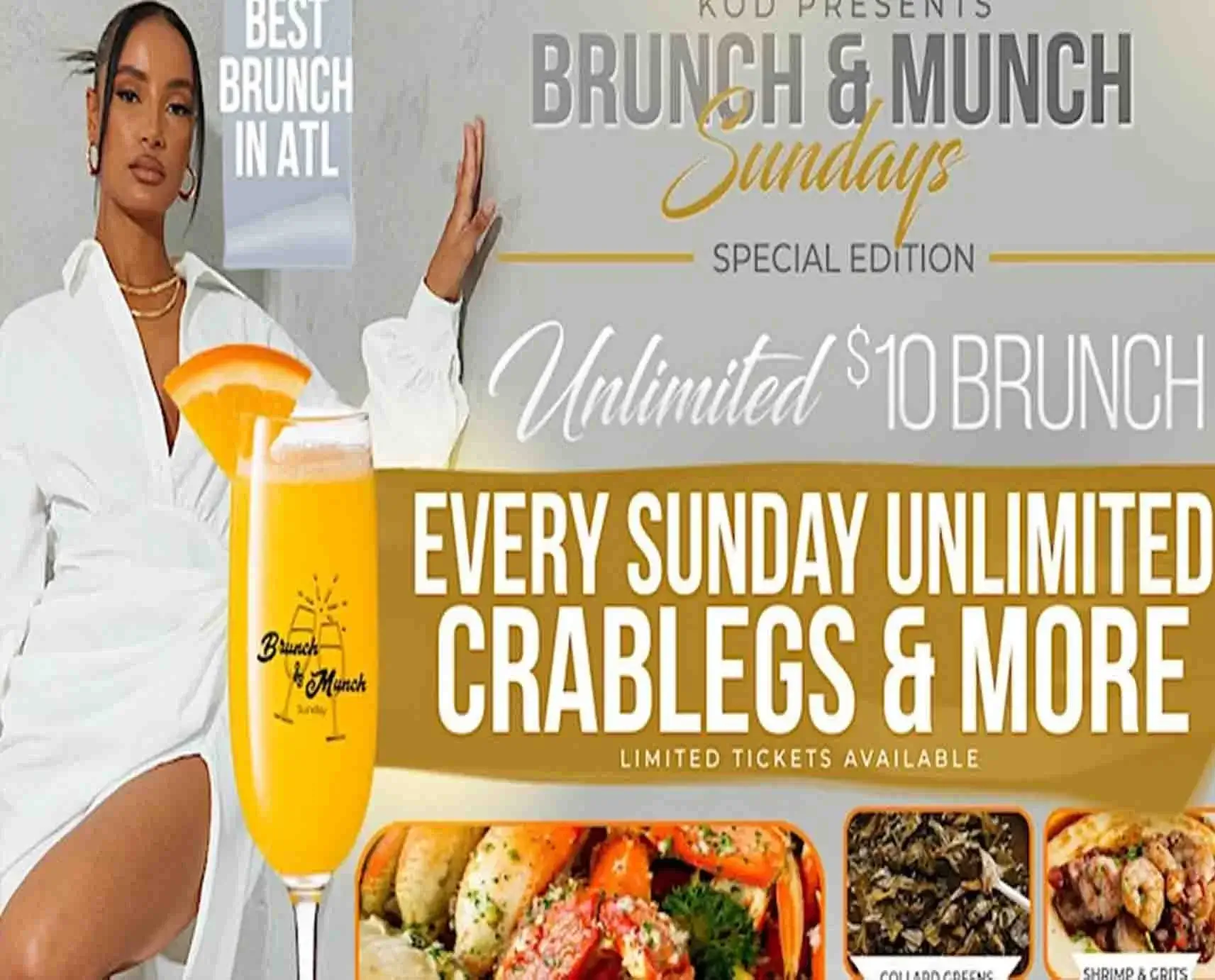 KOD Atlanta's Sunday Brunch, $10 UNLIMITED CRAB LEGS & SOUL FOOD