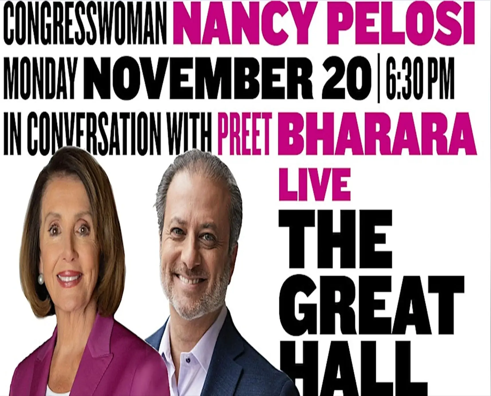 Speaker Emerita Nancy Pelosi and Preet Bharara in Conversation